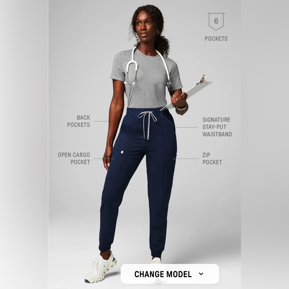 Fabletics Navy On Call Scrub Pants